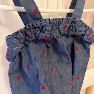 Newborn Cat & Jack Blue Jean Onesie with Patriotic Stars